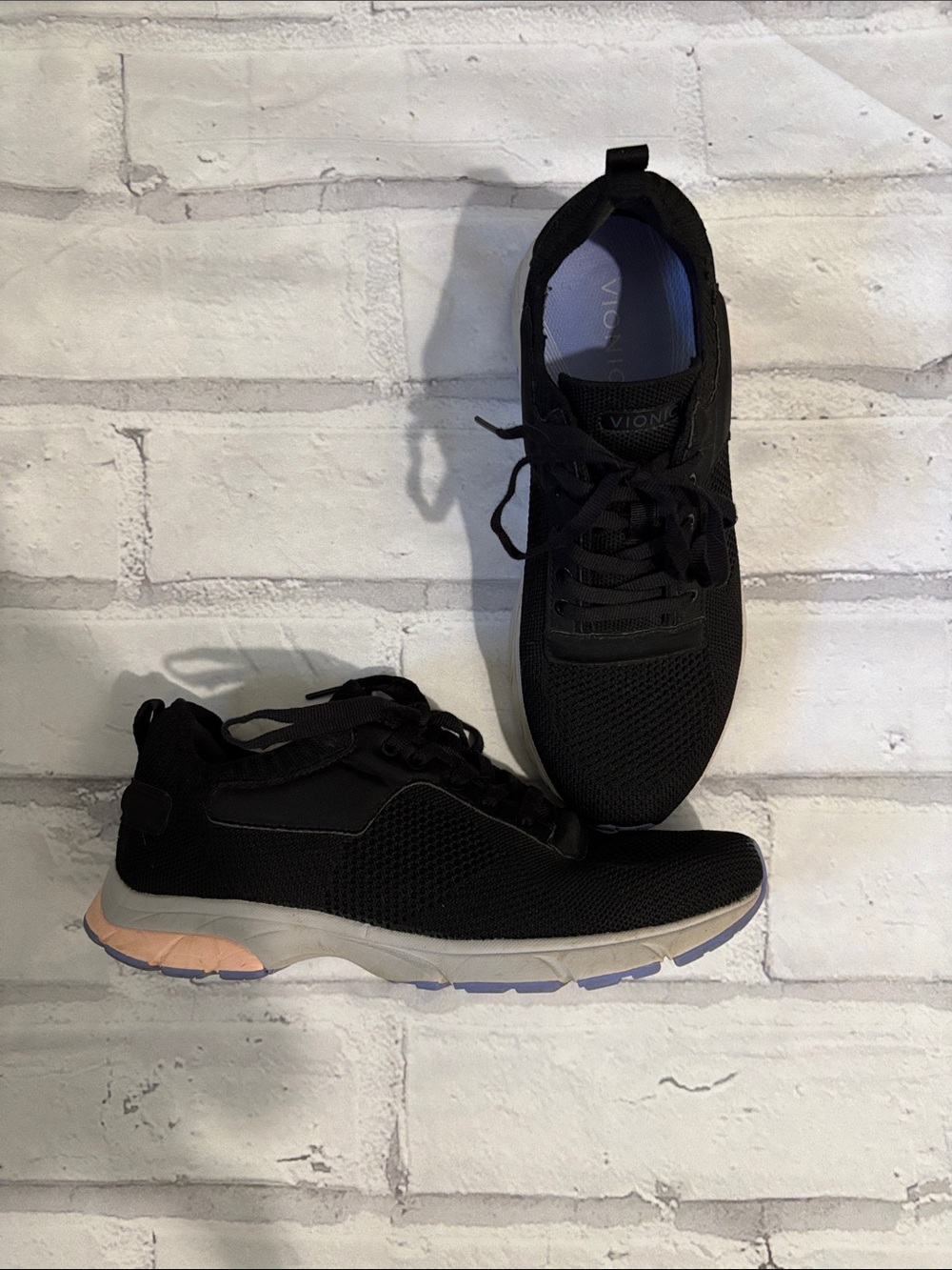 Vionic Women’s Black Sneakers with Light Gray & Pale Peach Accents